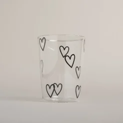 Eulenschnitt Trinkglas Herzen schwarz