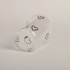 Eulenschnitt Trinkglas Herzen schwarz