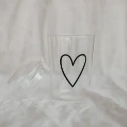Eulenschnitt Trinkglas Herz schwarz