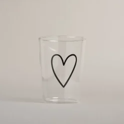 Eulenschnitt Trinkglas Herz schwarz