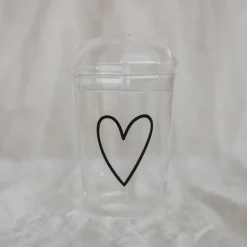 Eulenschnitt Trinkglas Herz schwarz