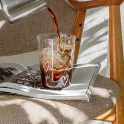 Eulenschnitt Trinkglas Herzen weiß