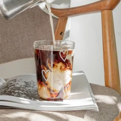 Eulenschnitt Trinkglas Herzen weiß