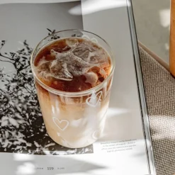 Eulenschnitt Trinkglas Herzen weiß