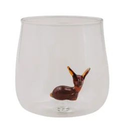 Eulenschnitt Trinkglas Rehfigur