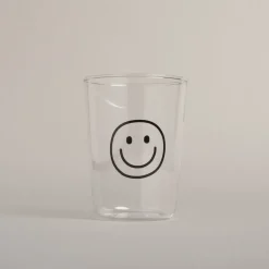 Eulenschnitt Trinkglas Smiley schwarz