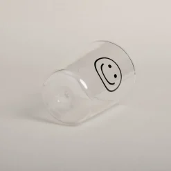 Eulenschnitt Trinkglas Smiley schwarz