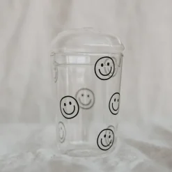 Eulenschnitt Trinkglas Smileys schwarz