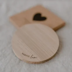 Eulenschnitt Untersetzer Coffee Lover Eichenholz