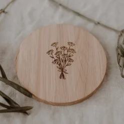 Eulenschnitt Untersetzer aus Eiche Blumenstrauß