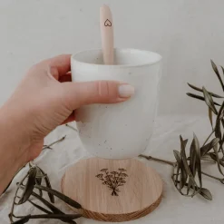 Eulenschnitt Untersetzer aus Eiche Blumenstrauß