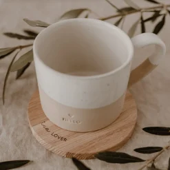 Eulenschnitt Untersetzer aus Eiche Tea Lover