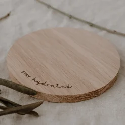 Eulenschnitt Untersetzer aus Eiche Stay hydrated