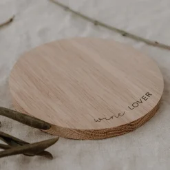 Eulenschnitt Untersetzer aus Eiche Wine Lover