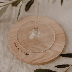 Eulenschnitt Untersetzer aus Eiche Wine Lover