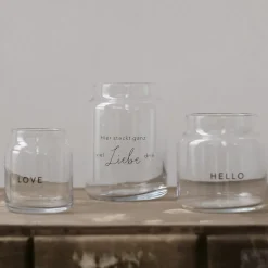 Eulenschnitt Vase aus Glas Hello Mittel