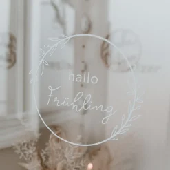 Eulenschnitt Wandsticker Hallo Frühling weiß