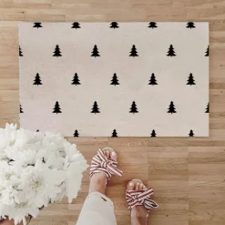 Eulenschnitt waschbare Fußmatte Tannen cremefarben