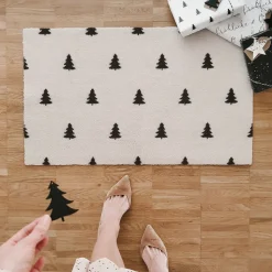 Eulenschnitt waschbare Fußmatte Tannen cremefarben