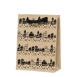 Geschenktasche Häuserlandschaft 2er Set beige klein