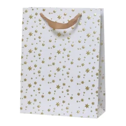 Geschenktasche Sterne 2er Set weiß groß