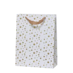 Geschenktasche Sterne 2er Set weiß klein