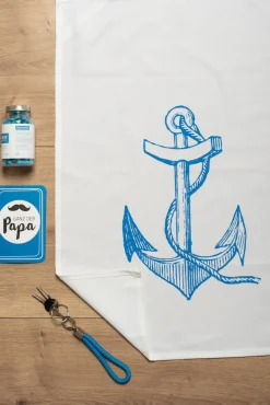 Geschirrtuch Hamburg Anker neonblau