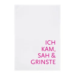 Geschirrtuch Weiß Ich kam, sah & grinste Neon Pink