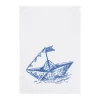 Geschirrtuch Weiß Papier Schiffchen Blau