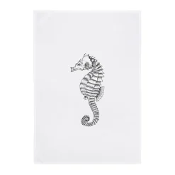 Geschirrtuch Weiß Seepferdchen Dunkelgrau
