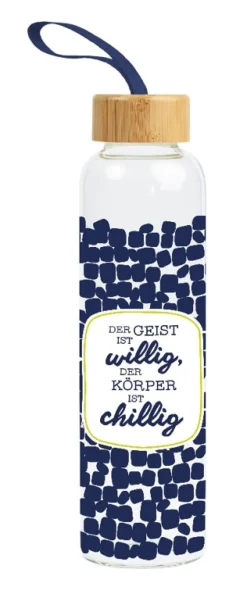 Glas Trinkflasche Der Geist ist willig