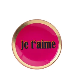 Glasteller je t‘aime Neon Pink Klein