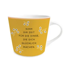 Goldtasse Nimm dir Zeit ockerfarben