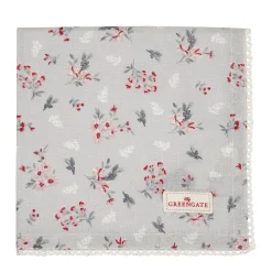 Greengate Stoffserviette Emberly mit Spitze hellgrau