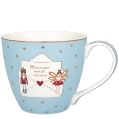 Greengate Tasse Xmas letter hellblau