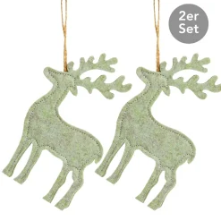 Hirsch zum Aufhängen 2er Set hellgrün