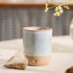 Ib Laursen Becher Herz matt blau-braun