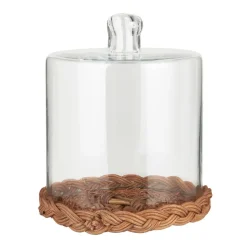 Ib Laursen Glasglocke mit Rattanboden hoch