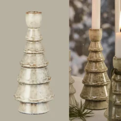 Ib Laursen Kerzenhalter gerillt 20,5 cm braun-meliert