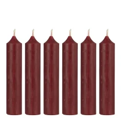 IB Laursen Stabkerzen Rustikal Bordeaux Rot 6er-Set