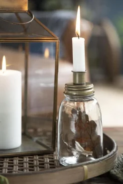 Ib Laursen Stabkerzenhalter Glas messingfarben