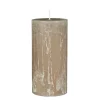Ib Laursen Stumpenkerze rustikal leinenfarben 14 cm