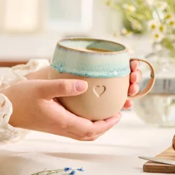 Ib Laursen Tasse Herz matt blau-braun