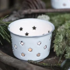 IB Laursen Teelichthalter mit Sternen Weiß
