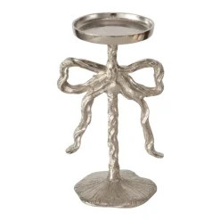 Kerzenleuchter Schleife silberfarben