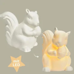 LED Porzellan Eichhörnchen weiß