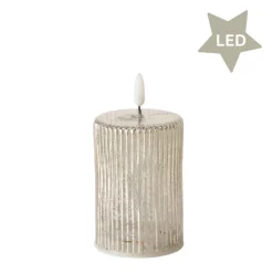 LED Stumpenkerze antik-silberfarben 13 cm