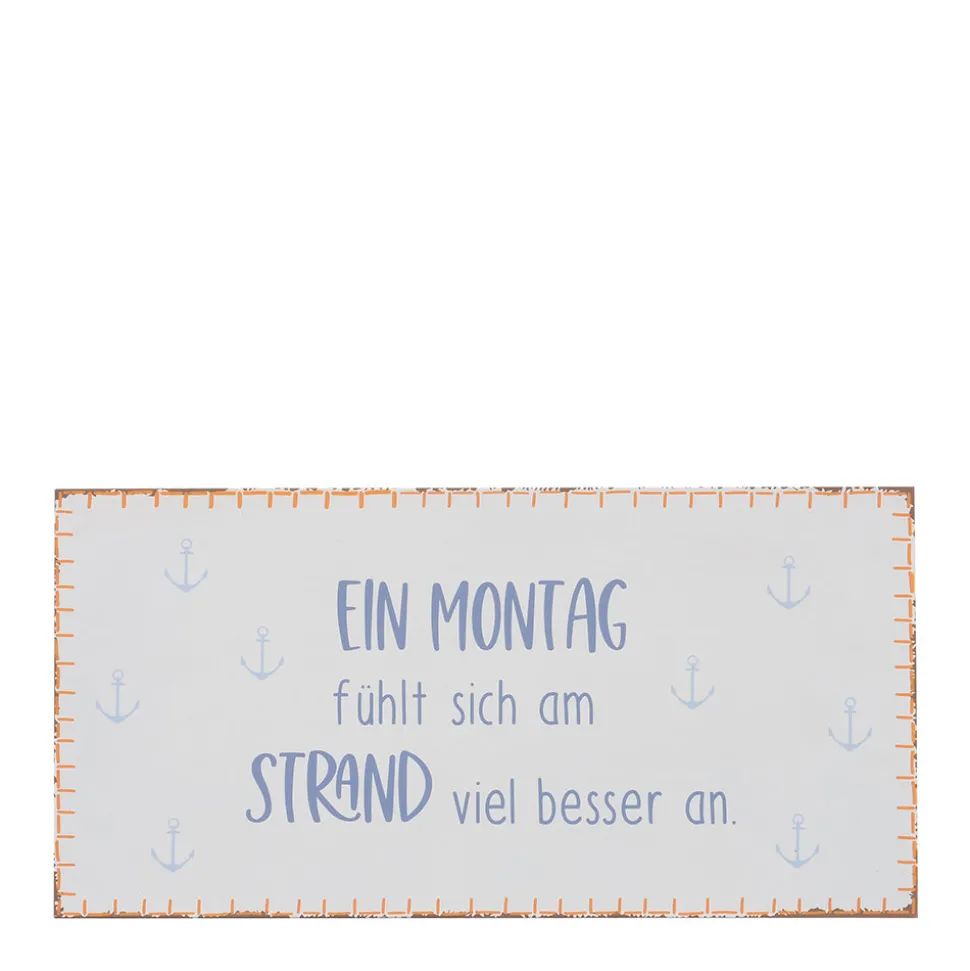 Metallschild Ein Montag fühlt sich am Strand viel besser an