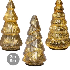Micro LED Tannenbaum 3er Set goldfarben