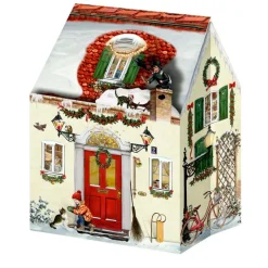 Miniadventskalender Happy Christmas House beige